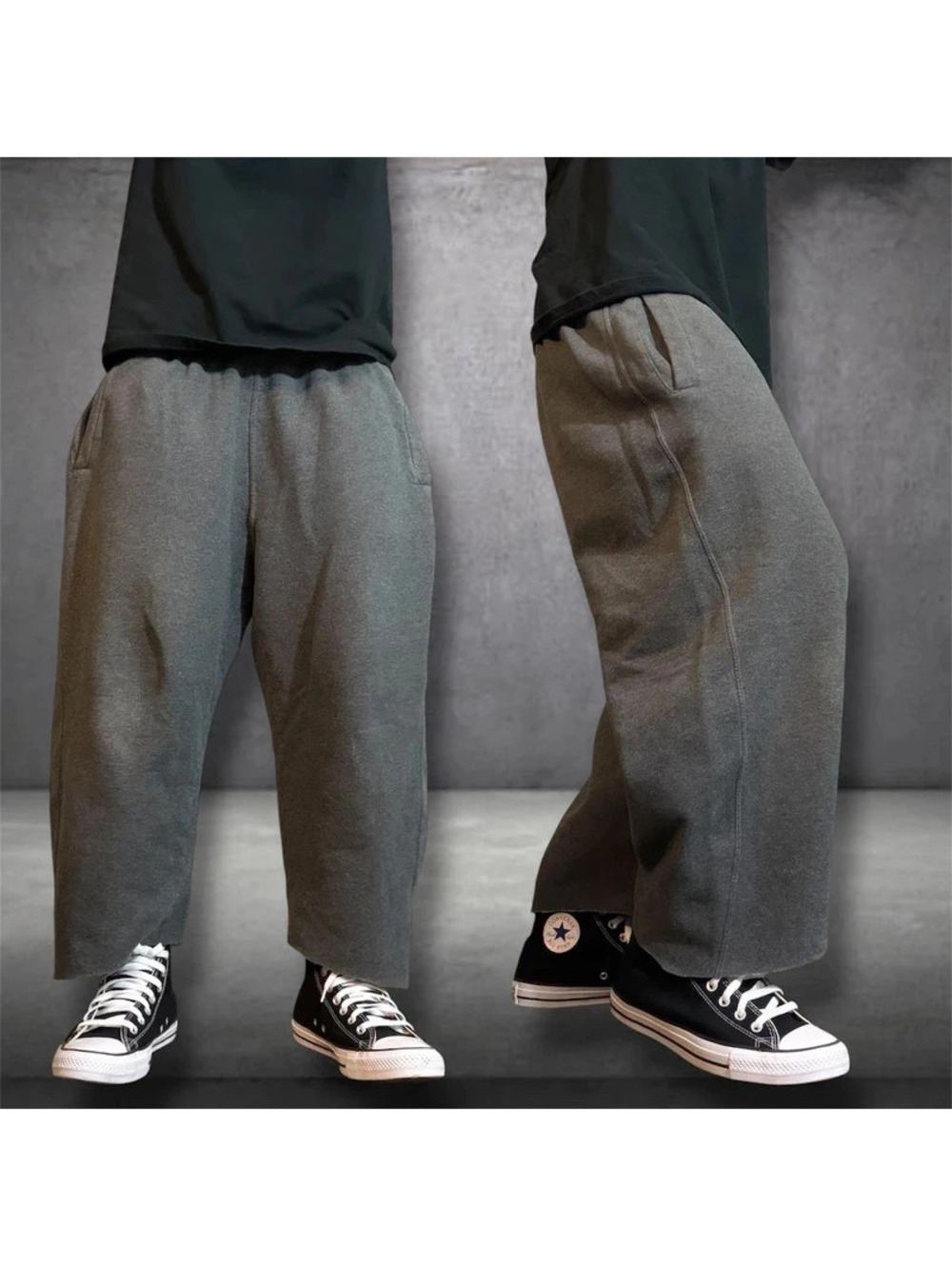Y2K capri baggy Reebok gray sweatpants with drawstring